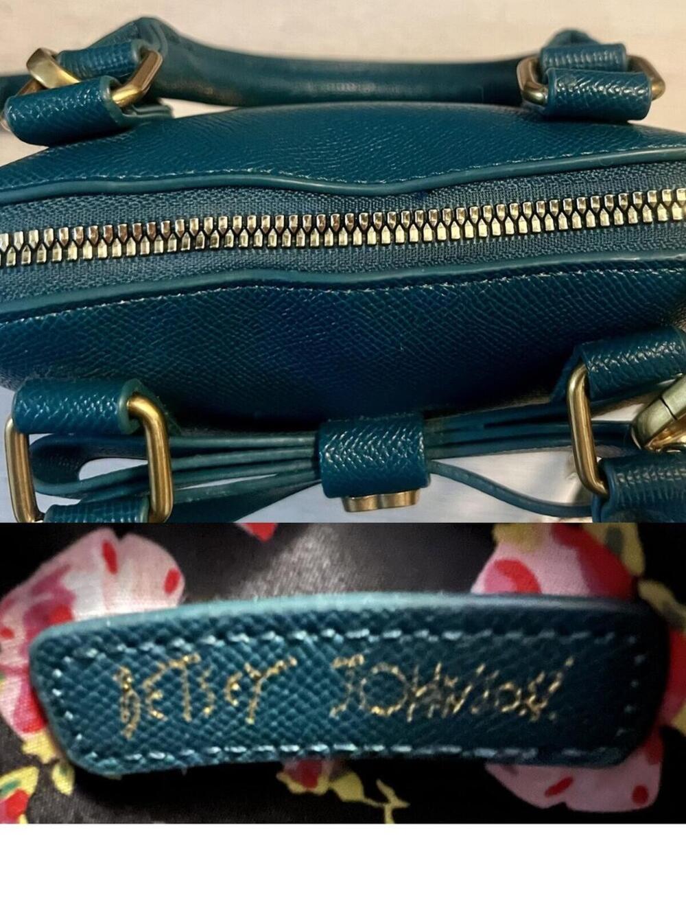 Betsey Johnson Teal Bow Crossbody Satchel Purse Rhinestone Unicorn Charm EUC - Picture 5 of 5
